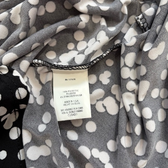 Chetta B Faux Wrap V Neck short sleeve black white A-line Dress size M - Picture 6 of 16